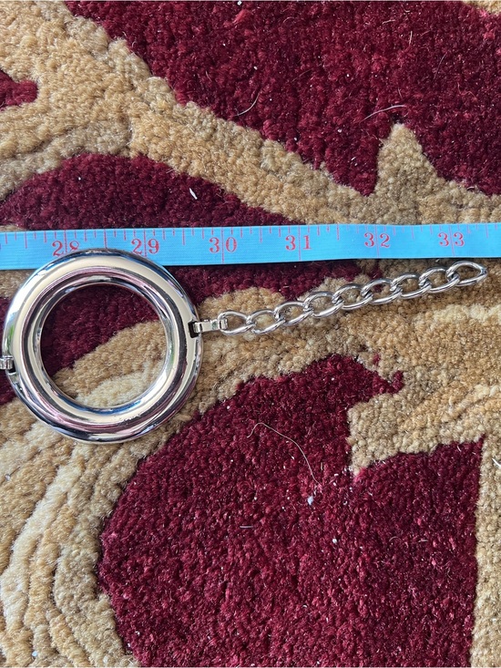 ESCADA Women’s Large Circle Shiny Silver Tone Metal Chain Link Belt main image 4